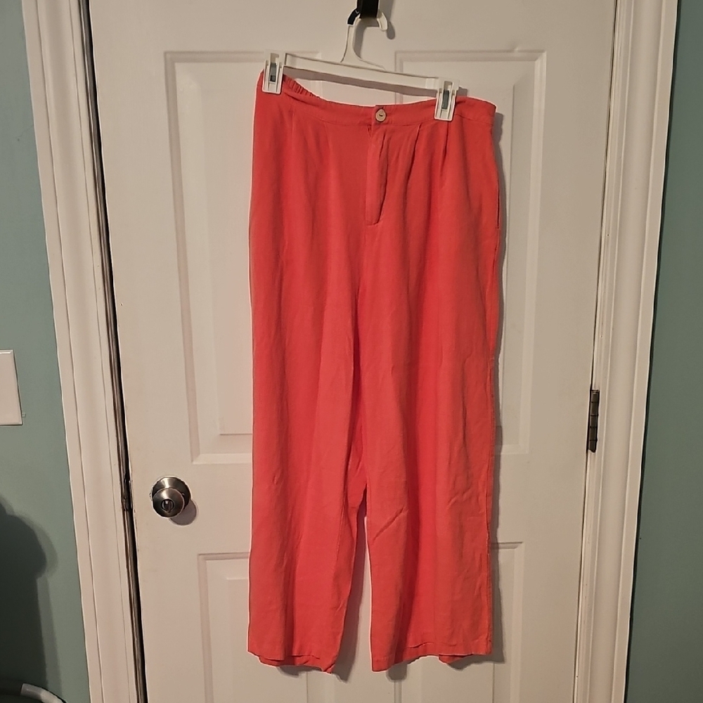 Coral Wide-Leg Pants